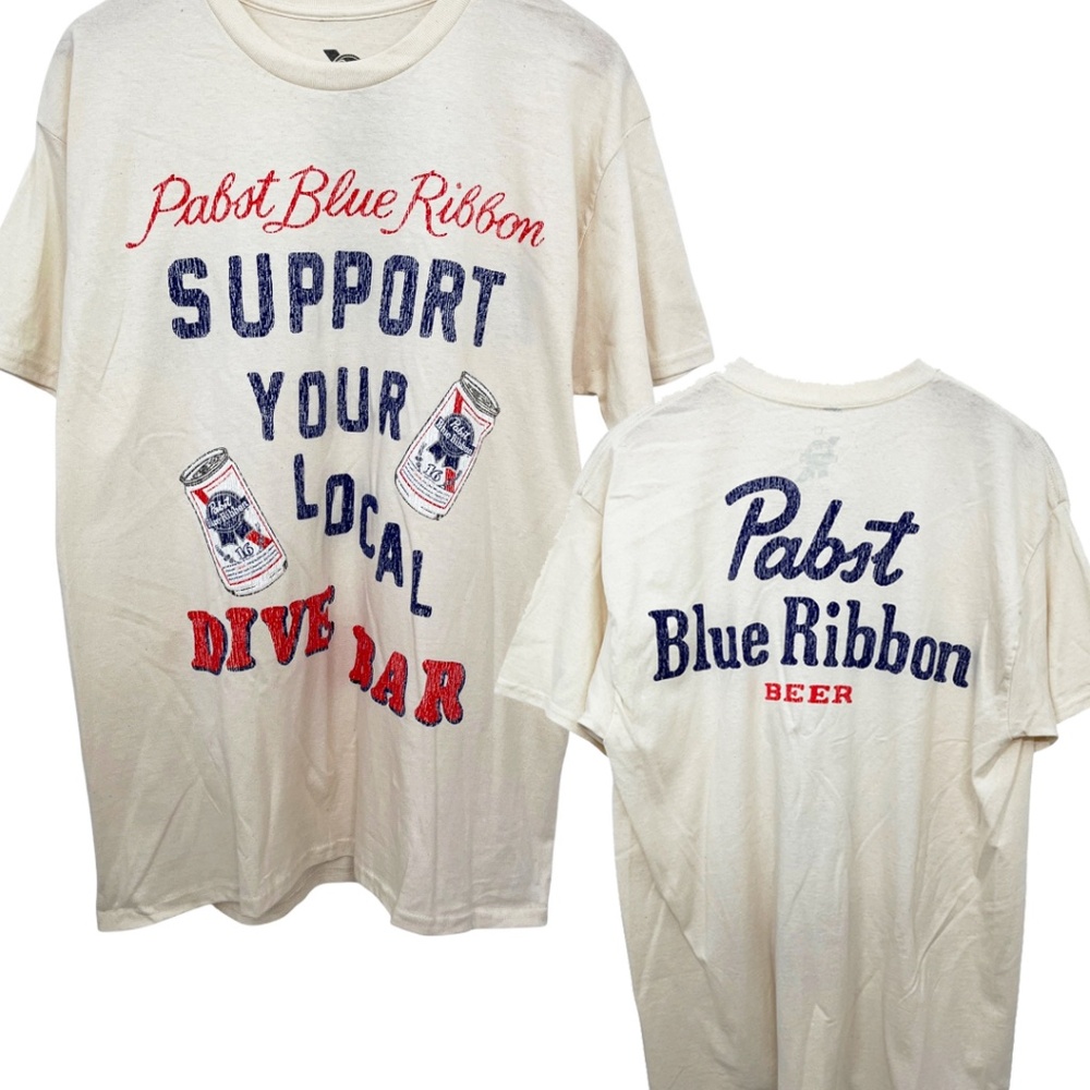 NWOT Pabst Blue Ribbon Support Your Local Dive Bar Graphic T-Shirt Medium